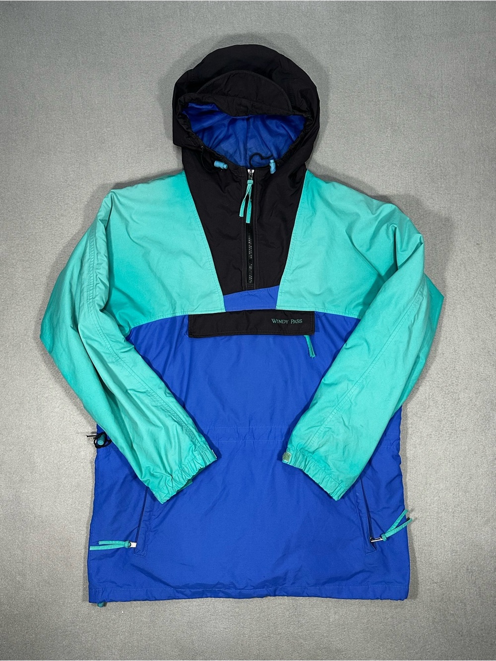 Vintage The North Face Windy Pass Anorak Jacket Ultex Colorblock Blue Green M